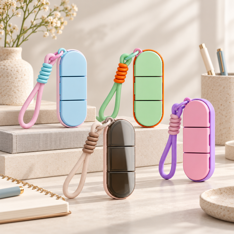CouldNook Three-Compartment Pill Box - Contrasting Colors and Attached Carry Loop