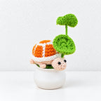 CouldNook Crocheted Character Pot Ornament - Colorful Figures And White Pots