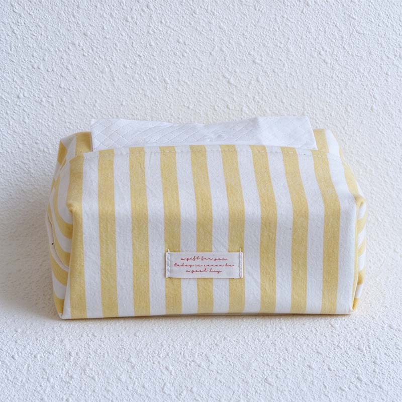 CouldNook Striped Tissue Box Cover - Vertical Bands And Folded Ends