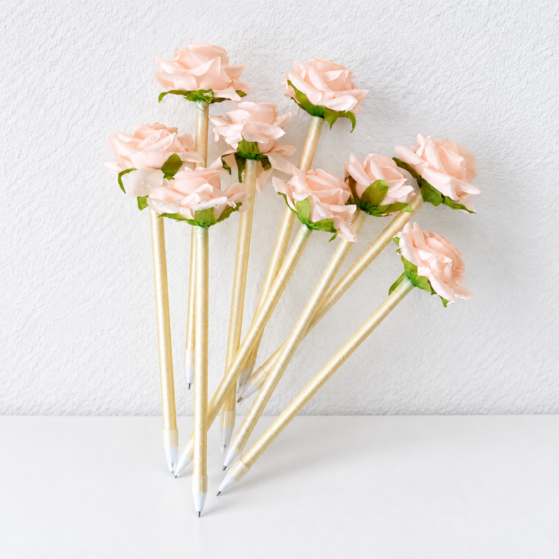 CouldNook Rose Gel Pen - Layered Flower Top and Slender Stem
