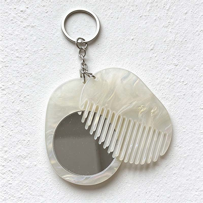 CouldNook Oval Mirror Comb Keychain - Patterned Pair