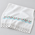 Floral Embroidered Table Cloth with Lace Edge