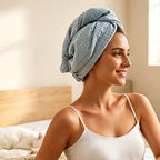 CouldNook Textured Hair Towel Wrap - Waffle Surface And Retaining Band