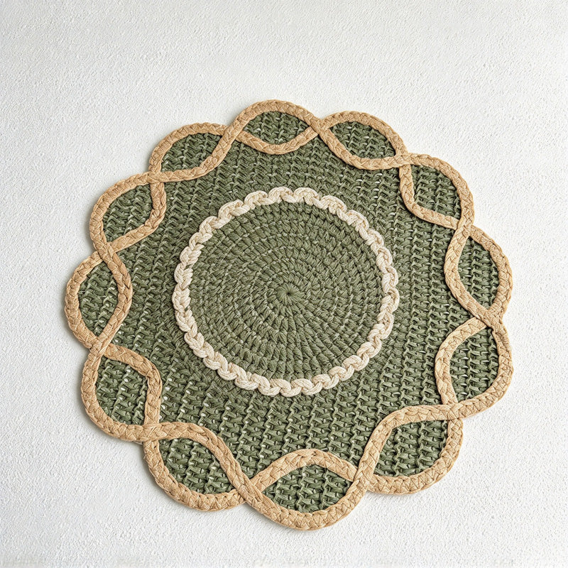 CouldNook Scalloped Paper Placemat - Woven Center And Looping Contrast Border