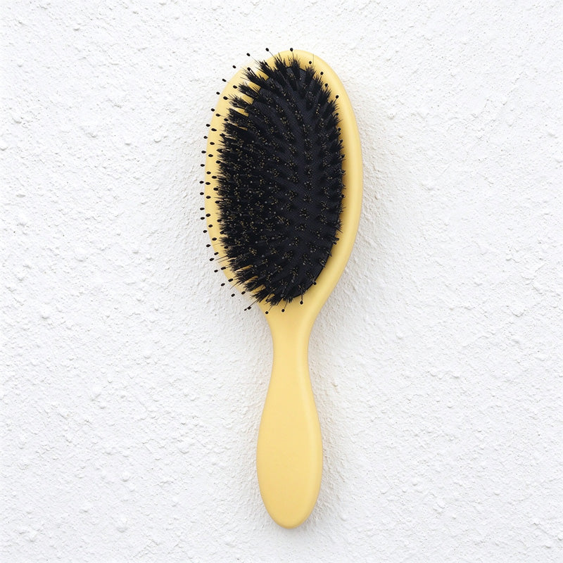Boar Bristle Cushion Hairbrush with Oval Paddle Head