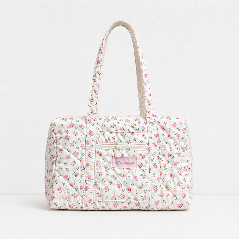 CouldNook Quilted Floral Tote Bag - Long Handles and Size Options