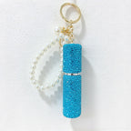 CouldNook Rhinestone Perfume Bottle Keychain - Beaded Loop and Rounded Cap