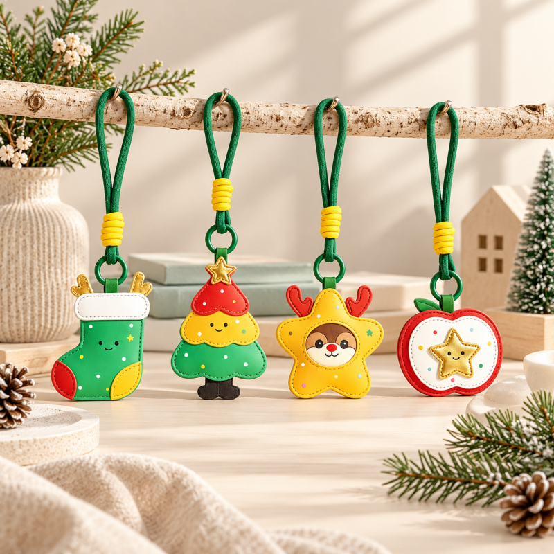 CouldNook Christmas Hanging Charm - Colorful PU Shapes and Cord Loop