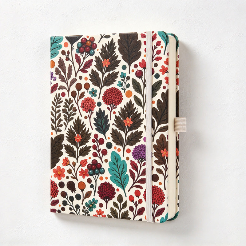 CouldNook Botanical Notebook - Leaf and Berry Prints and Elastic Closure