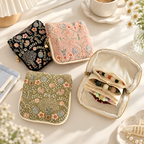 CouldNook Floral Jewelry Pouch - Zippered Border And Layered Interior Storage