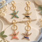 CouldNook Starfish Keychain - Smiling Face and Colorful Sparkling Surface