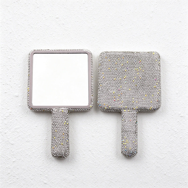 Hand Mirror in Rhinestone and Plain White Designs