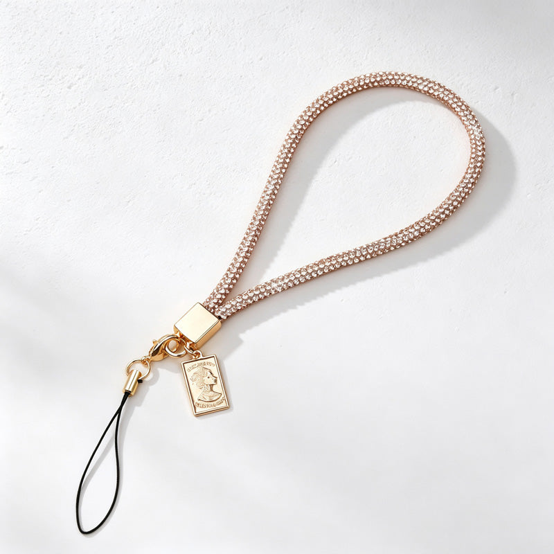 CouldNook Rhinestones Set Wrist Phone Strap with Closely Set Reflective Stones