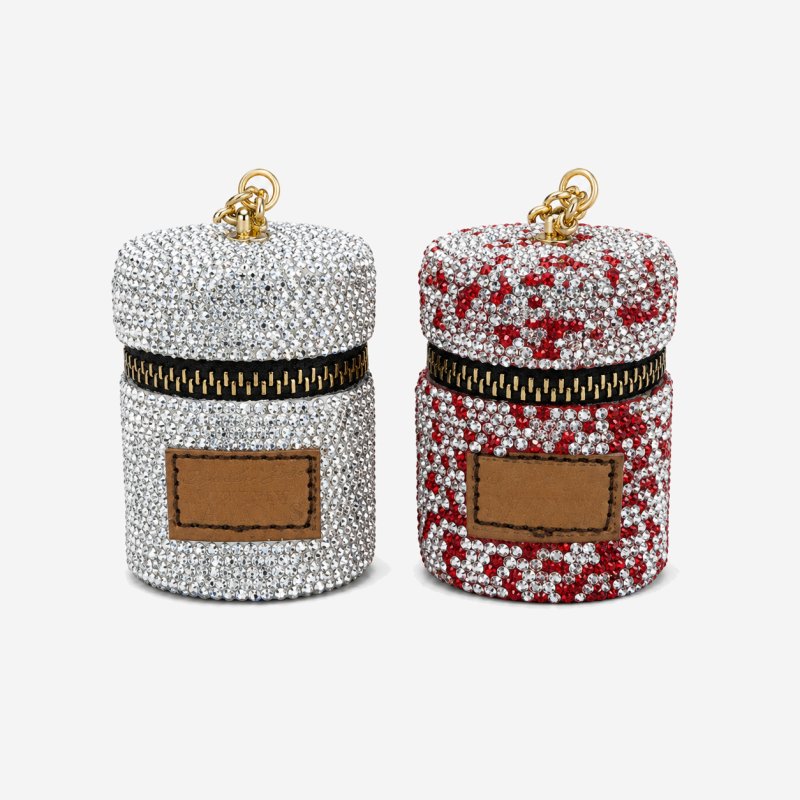 CouldNook Cylindrical Rhinestone Coin Purse Keychain - Front Patch Detail