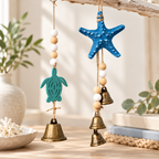 CouldNook Sea-Life Bell Hanging - Beaded Strands And Coastal Motif Choices