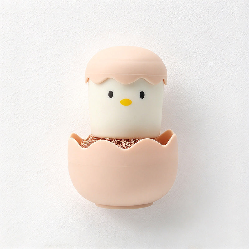 CouldNook Chick Dish Scrubber - Eggshell Handle And Rounded Cleaning Ball