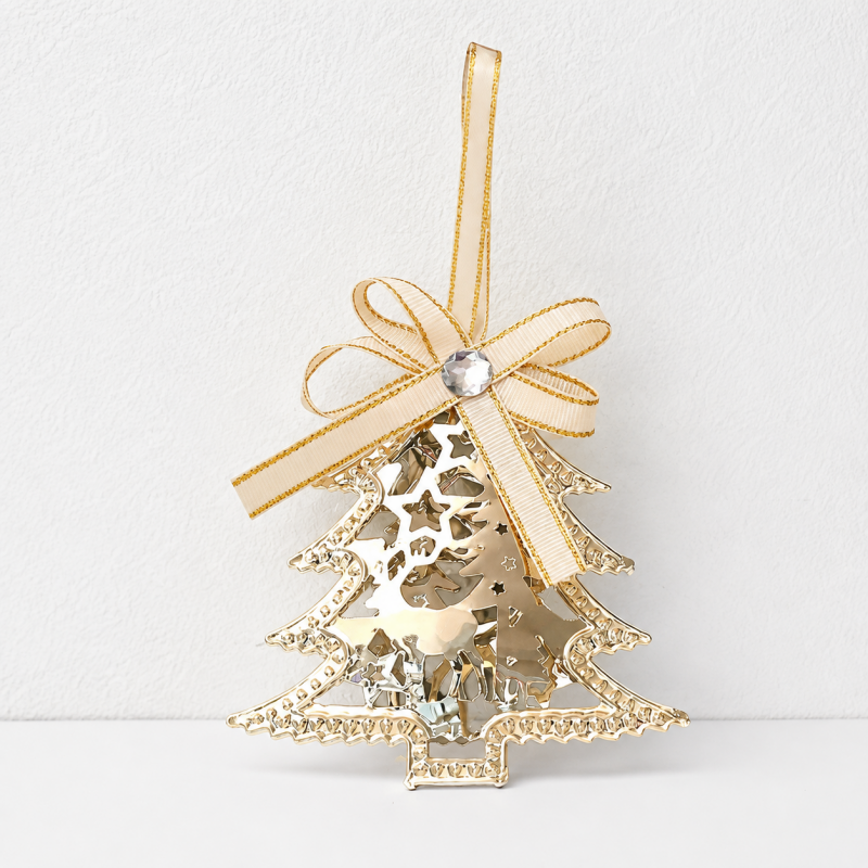 CouldNook Christmas Iron Hanging Ornament - Cutout Shapes and Ribbon Bow