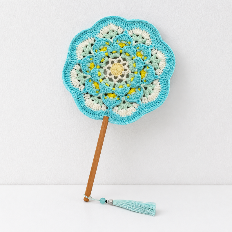 CouldNook Yarn Hand Fan - Floral Medallion and Tassel