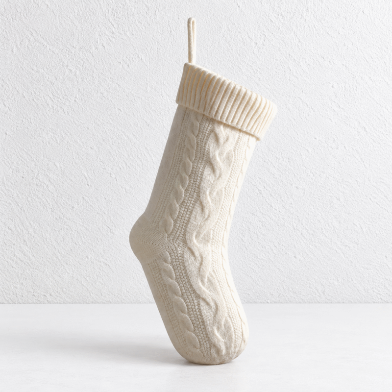CouldNook Cable Knit Christmas Stocking - Ribbed Foldover Cuff