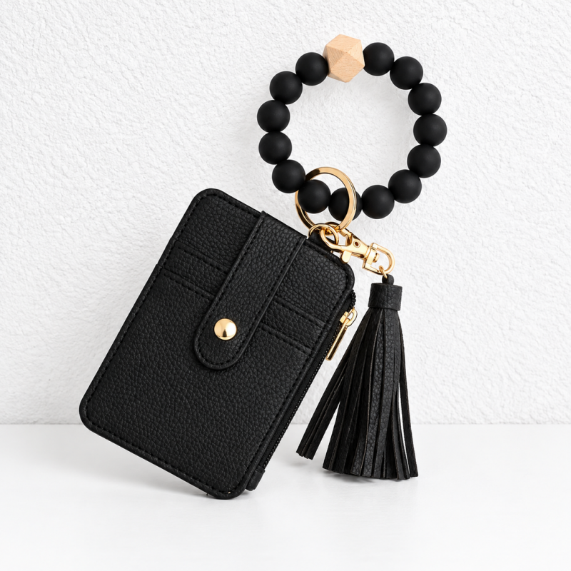 CouldNook Wristlet Card Wallet - Beaded Loop and Coordinating Tassel Detail