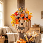 CloudNook Fall Wooden Pumpkin Door Hanger‑Harvest Wall Decor