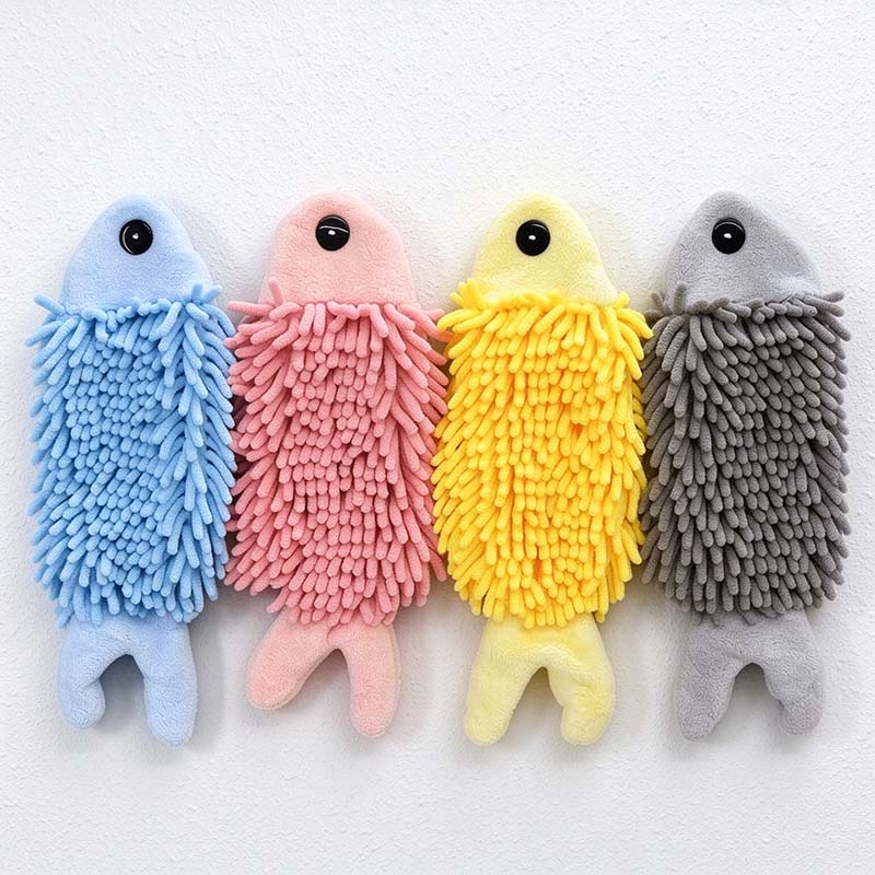 CouldNook Fish Hanging Hand Towel - Tufted Body And Split Tail