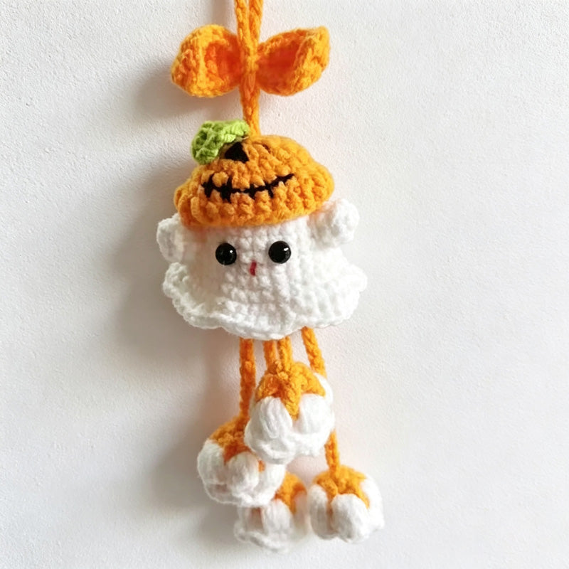 CouldNook Yarn Ghost Hanging Ornament - Witch and Pumpkin Designs