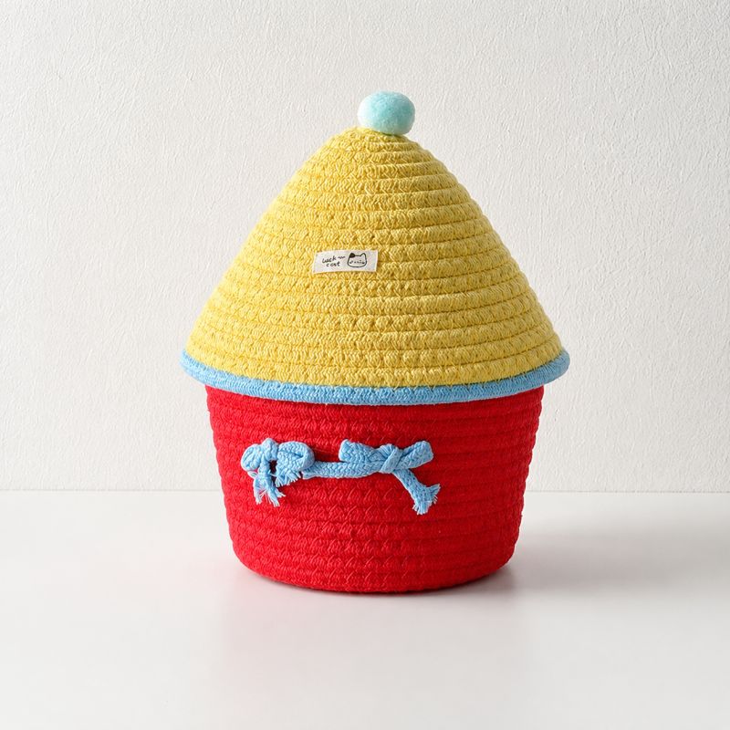 CouldNook House Shaped Cotton Rope Storage Basket - Roof Lid
