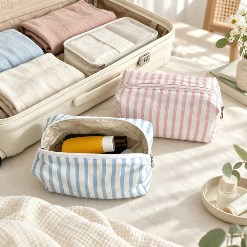 CouldNook Striped Makeup Pouch - Ring Zipper Pull