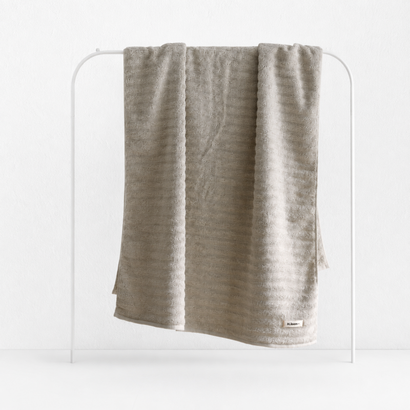 CouldNook Solid Ribbed Cotton Towel - Neutral Face and Bath Sizes