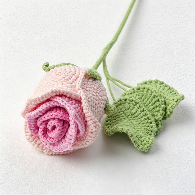 CouldNook Yarn Rose Flower Ornament - Stemmed Color Choices