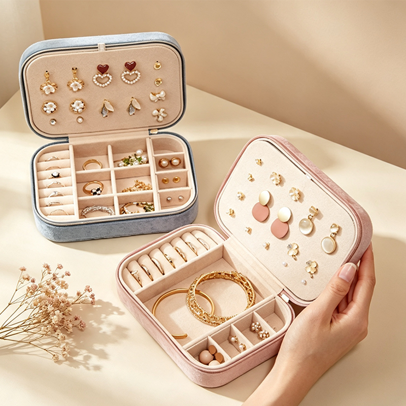 CouldNook Square Divided Travel Jewelry Case - Warm Routine Accent