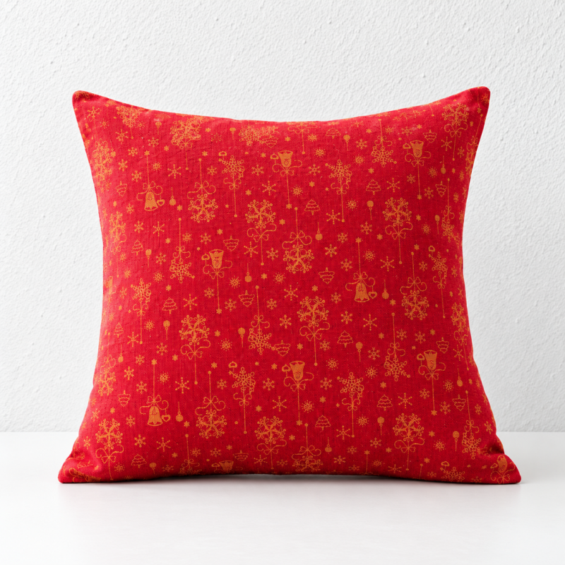 CouldNook Seasonal Pattern Cushion - Plaid Checks And Raised Festive Motifs