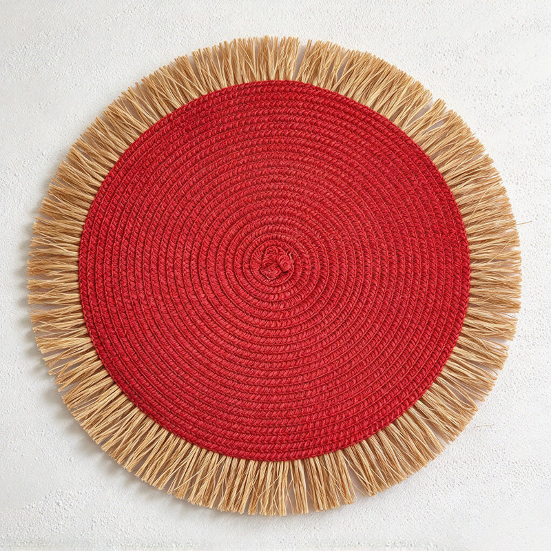 CouldNook Fringed Paper Placemat - Circular Weave And Radiating Border