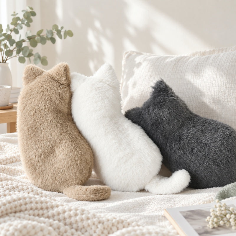 CouldNook Cat Pencil Case - Plush Silhouette and Side Zipper
