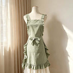 CouldNook Ruffled Cross-Back Apron - Four Solid Colors Collection
