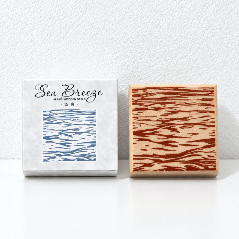 CouldNook Sea Motif Stamp - Waves Sky Details and Wood Mount
