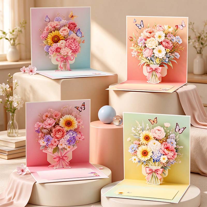 Butterfly Bouquet Pop-Up Greeting Card with Message Space