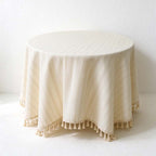 CouldNook Tassel Tablecloth - Floral Prints and Subtle Striped Pattern Options