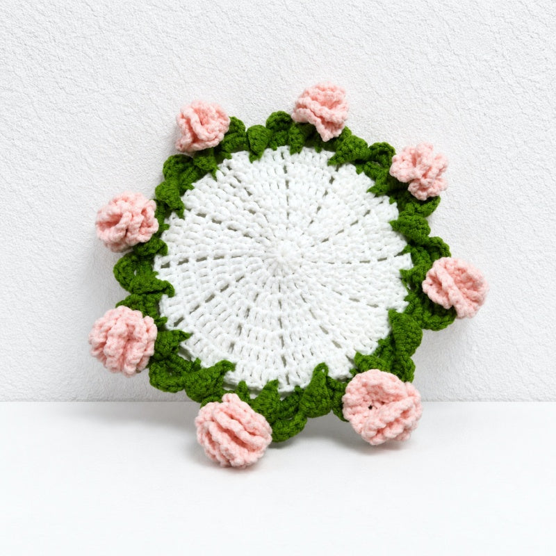 CouldNook Yarn Coaster - Animal Faces and Fringed Tabletop Motifs