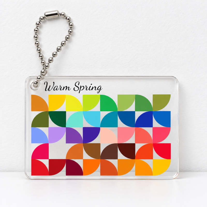 CouldNook Seasonal Color Palette Keychain - Geometric Swatches and Clear Border