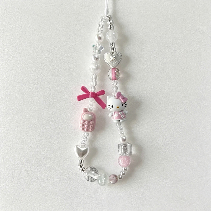 CouldNook Cat Figure Beaded Phone Charm - Loop Cord Attachment