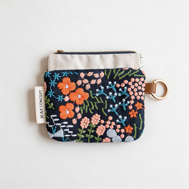 CouldNook Embroidered Wristlet Pouch Organizer Bag - Warm Routine Accent