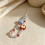 CouldNook Gingham Apple Beaded Phone Charm - Loop Cord Attachment