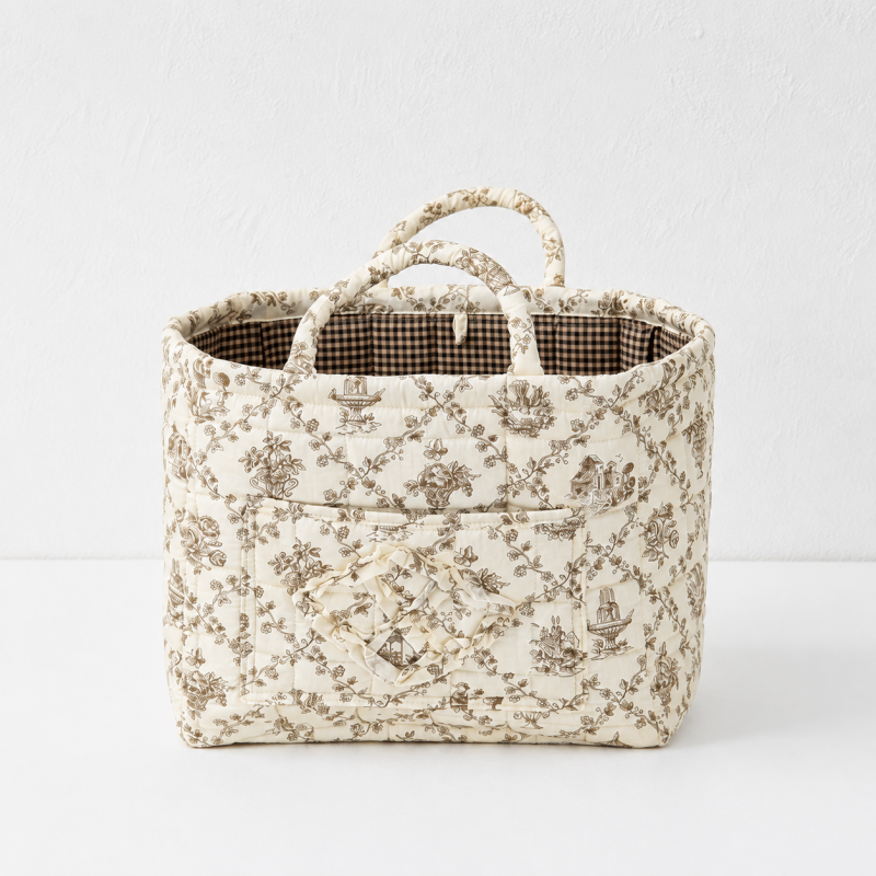 CouldNook Quilted Storage Basket - Floral Prints and Carry Handles