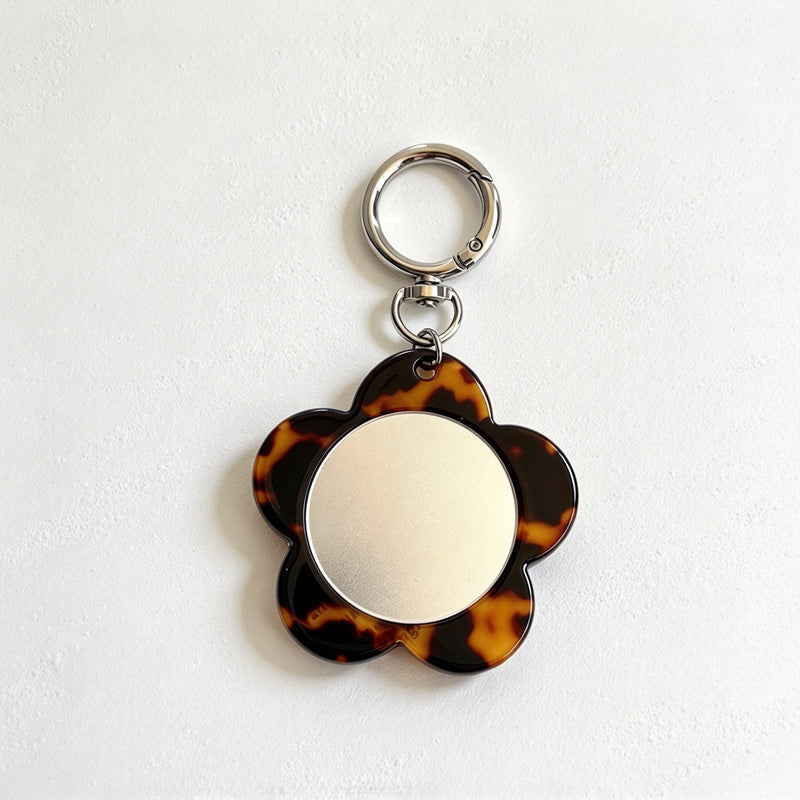 CouldNook Flower Mirror Keychain - Patterned Petals And Round Clasp