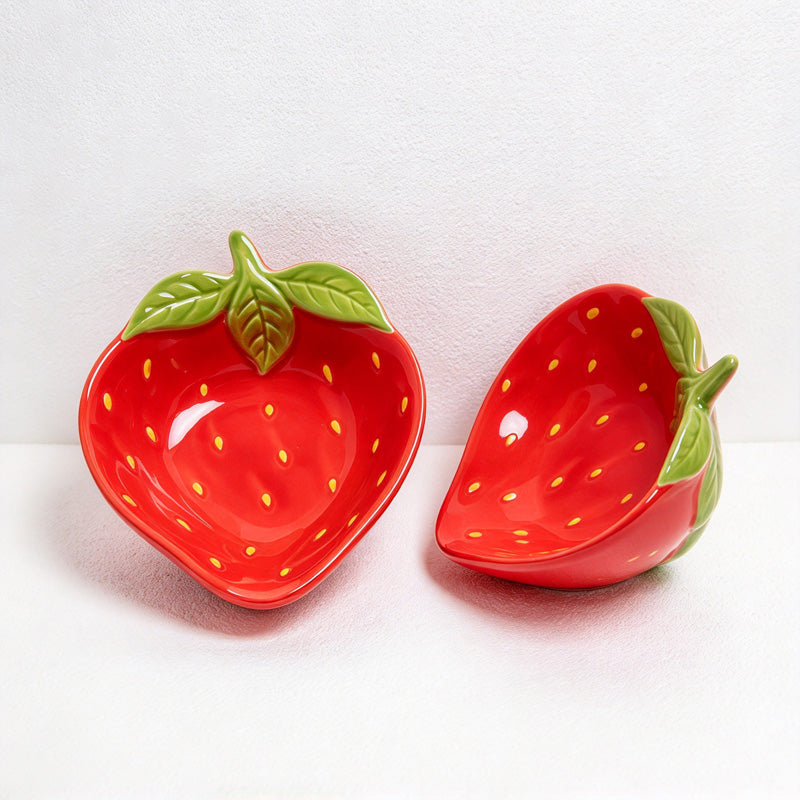CouldNook Strawberry Dish - Raised Green Leaf Detail