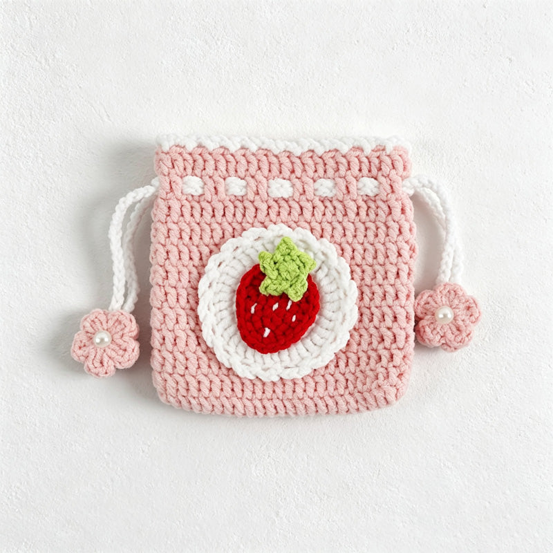 CouldNook Yarn Applique Drawstring Pouch - Fruit and Flower Designs