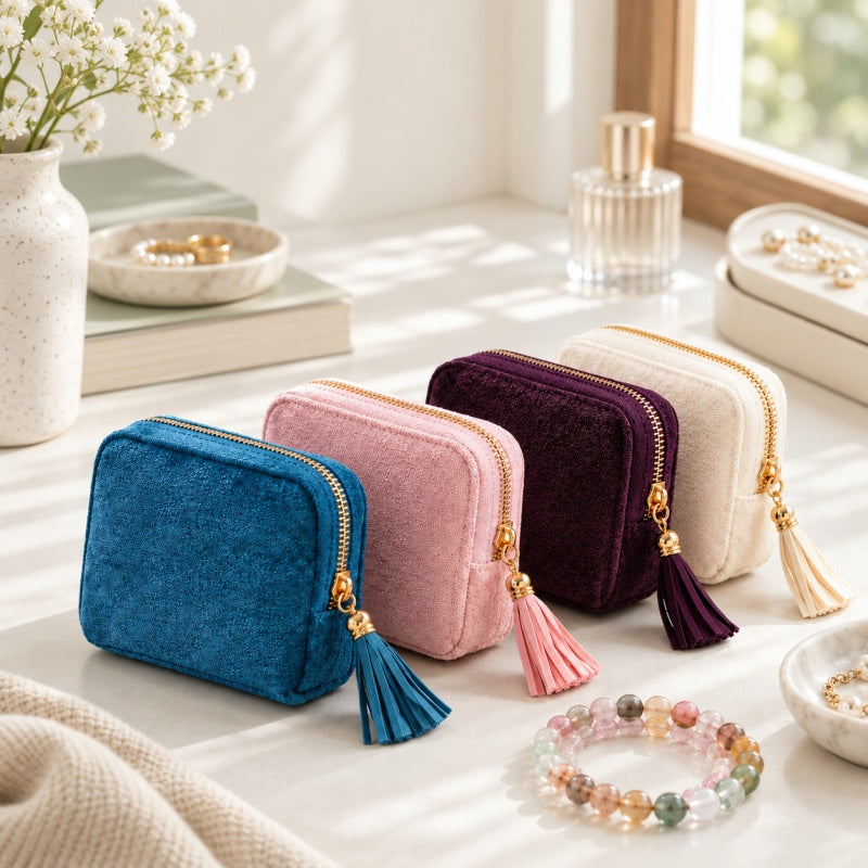 CouldNook Jewelry Pouch - Layered Interior and Tassel Zip Detail