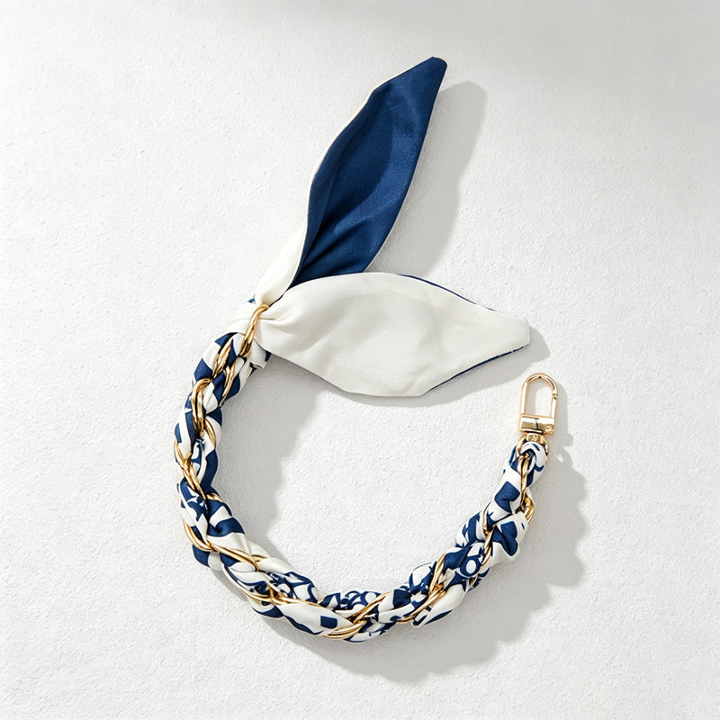 CouldNook Coastal Print Scarf Phone Wrist Strap - Chain Links